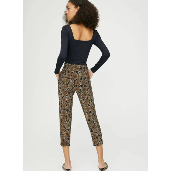 Babaton Women's Brown Snakeskin Conan Mid-Rise Slim Leg Ankle Length Size 2 NWT - Picture 4 of 14